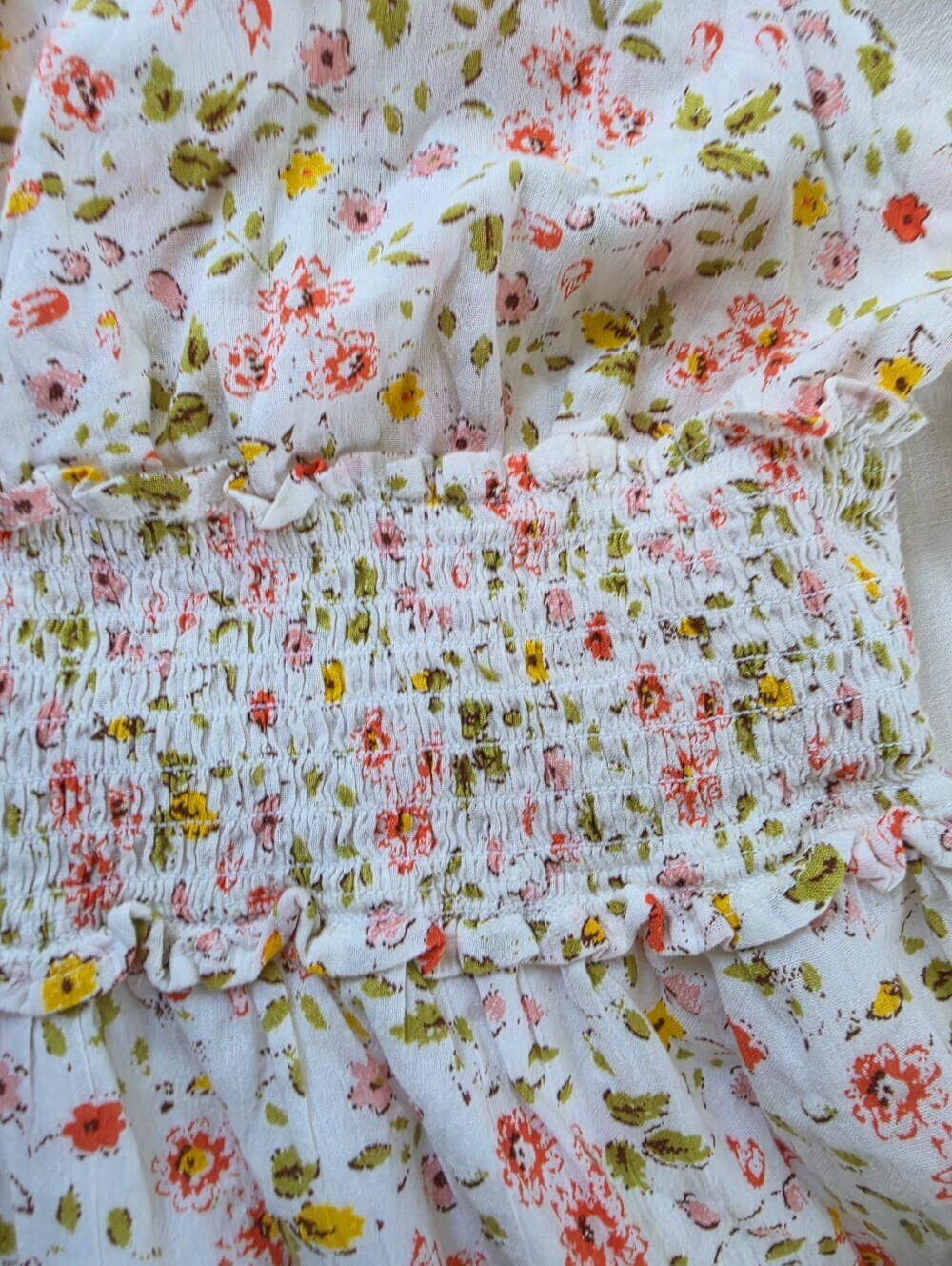 aerie White Floral Halter Mini Dress with Pink & Yellow Blossoms - Picture 5 of 6